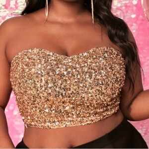 NWT Slaydiva Plus Crop Sequin Tube Top